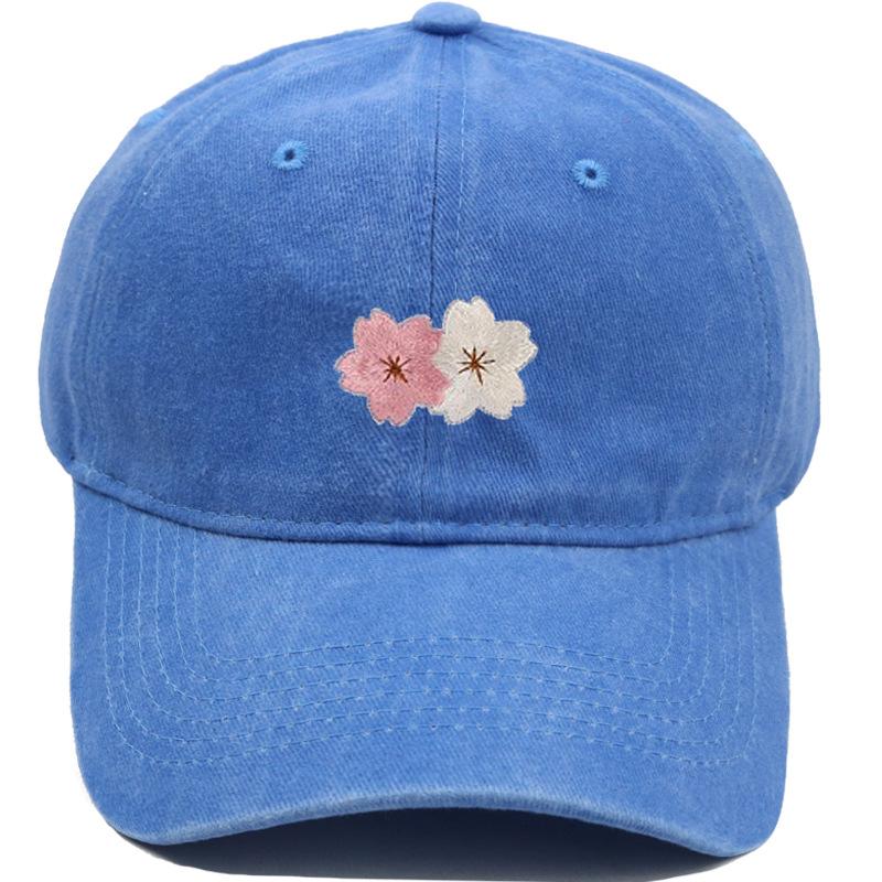Flower Embroidery 100% Cotton Washed Cherry Blossom Cowboy Hat Summer Hat Luxury Man Hat Golf Designer Golf Women Men'S Dad Hats