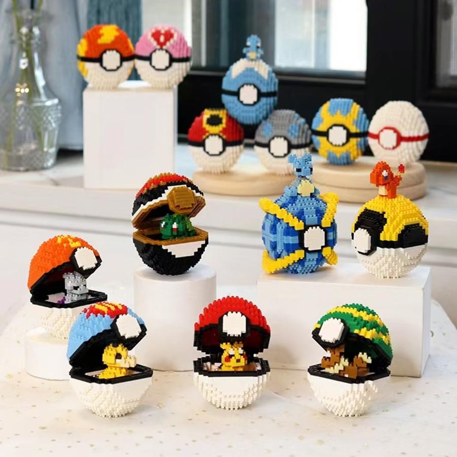 Micro Blocks Pokemon Pokeball Anime Action Figure Cartoon Toys Building Blocks Pikachu Pocket Monster Sets