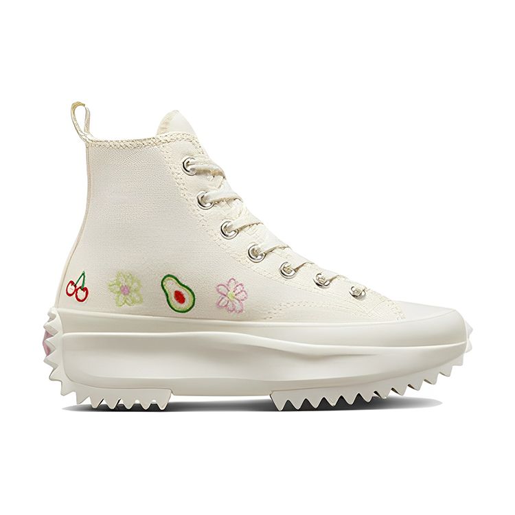Converse Unisex tenisky Run Star Hike Platform High s výšivkou ovoce a květin krémová egret růžová jako východ slunce A03560C