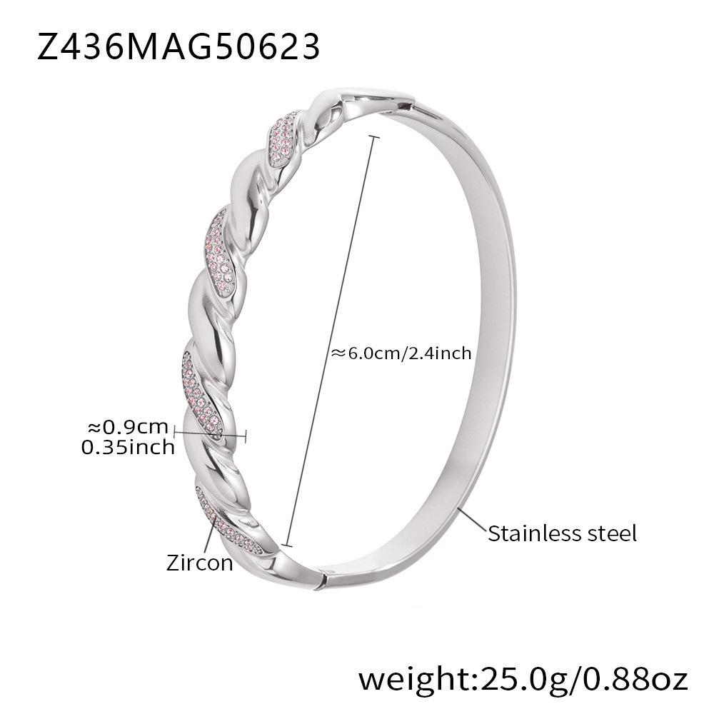 18K Gold-Plated Geometric Zirconia Bracelet with Stainless Steel Buckle