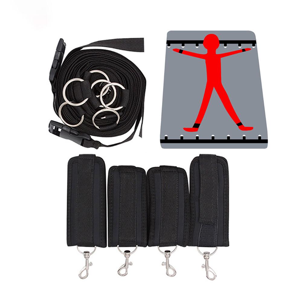 Set de curele pentru pat Bonadge Cătușe Manșete pentru glezne Reținere BDSM Gât sclav Fetiș Jucării sexuale erotice pentru femei Bărbați Cuplu Jocuri pentru adulți