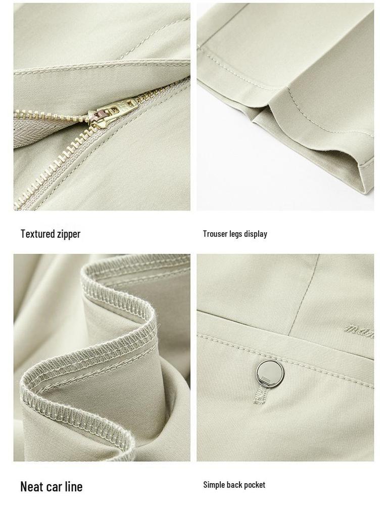 2026 Spring/Summer Men's Tencel Cotton Casual Pants – Mid-rise, Solid Color, Straight Leg, Versatile & Fashionable
