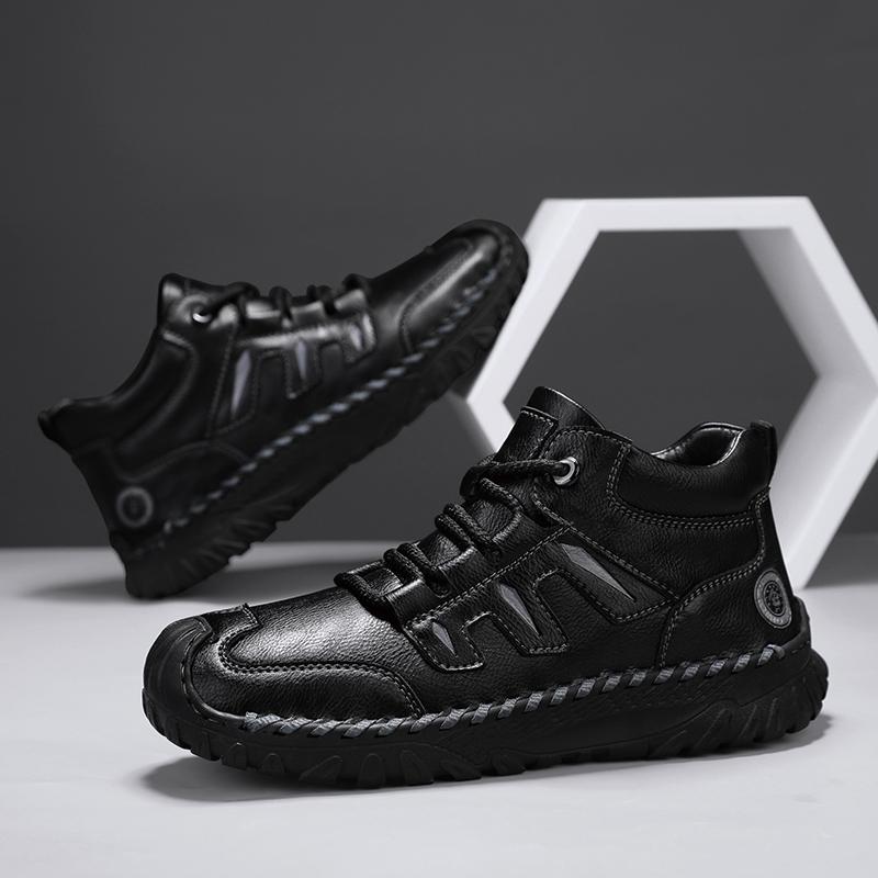 Pánské kožené boty nad kotník, ležérní tenisky, zimní plyšové boty, sněhule 39-45