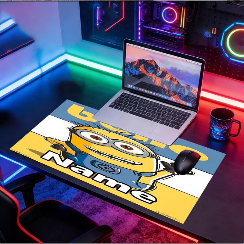 Custom Name Personalized Minions Pattern Mousepad, Laptop PC Desk Mat, Decorative Desk Mat for Home Keyboard Pad Gift