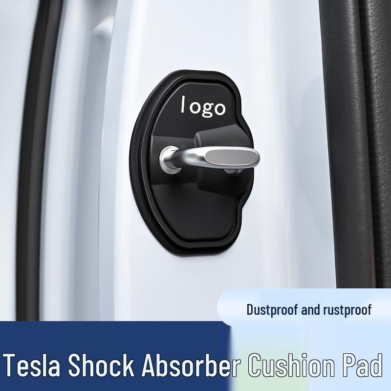 Tesla Door Lock Shock Absorbing Pad for Model 3/Y/S/X - Refreshed Car Door Lock Buckle Cover