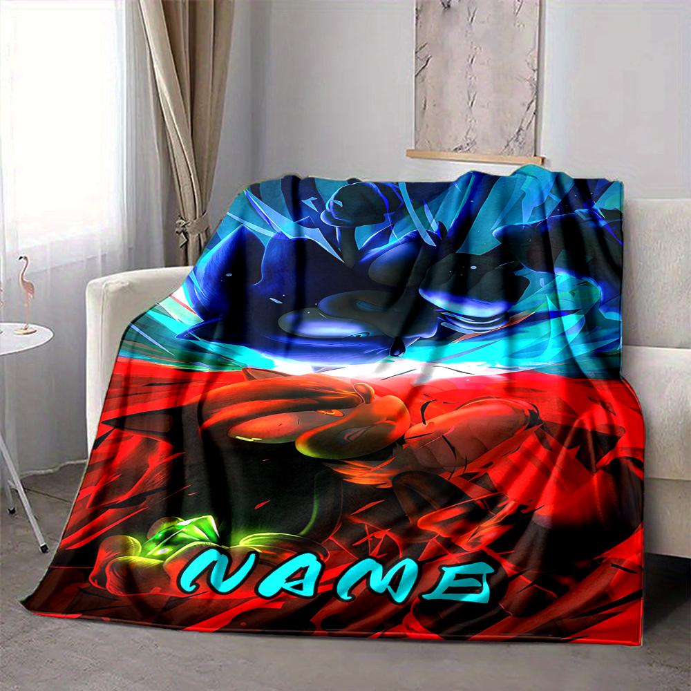 Custom 1pc Sonic Characters Celebration Blanket, Soft And Comfortable Blanket, Casual Warm, Camping Travel Blanket, Birthday Gift Q912186