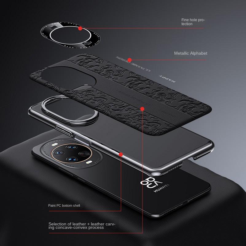 Luxury Auspicious Cloud Leather Carving Process Embossed Case For Huawei Nova14 Ultra Nova 14 Pro 13 Pro 12 Protect Cover