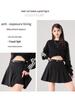 European & American Style Korean Pleated A-line Skirt with Belt - Anti-Exposure, Age-Reducing Short Umbrella Skirt.