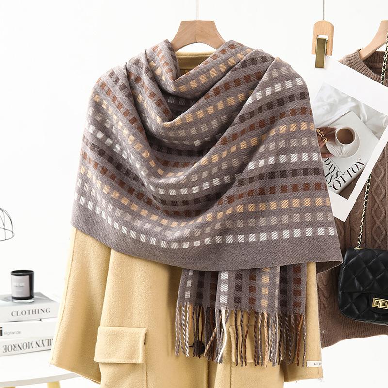 Plaid Scarf Women's Winter Thickened Warm New Men's Scarf Shawl High End Cashmere Wool Scarf