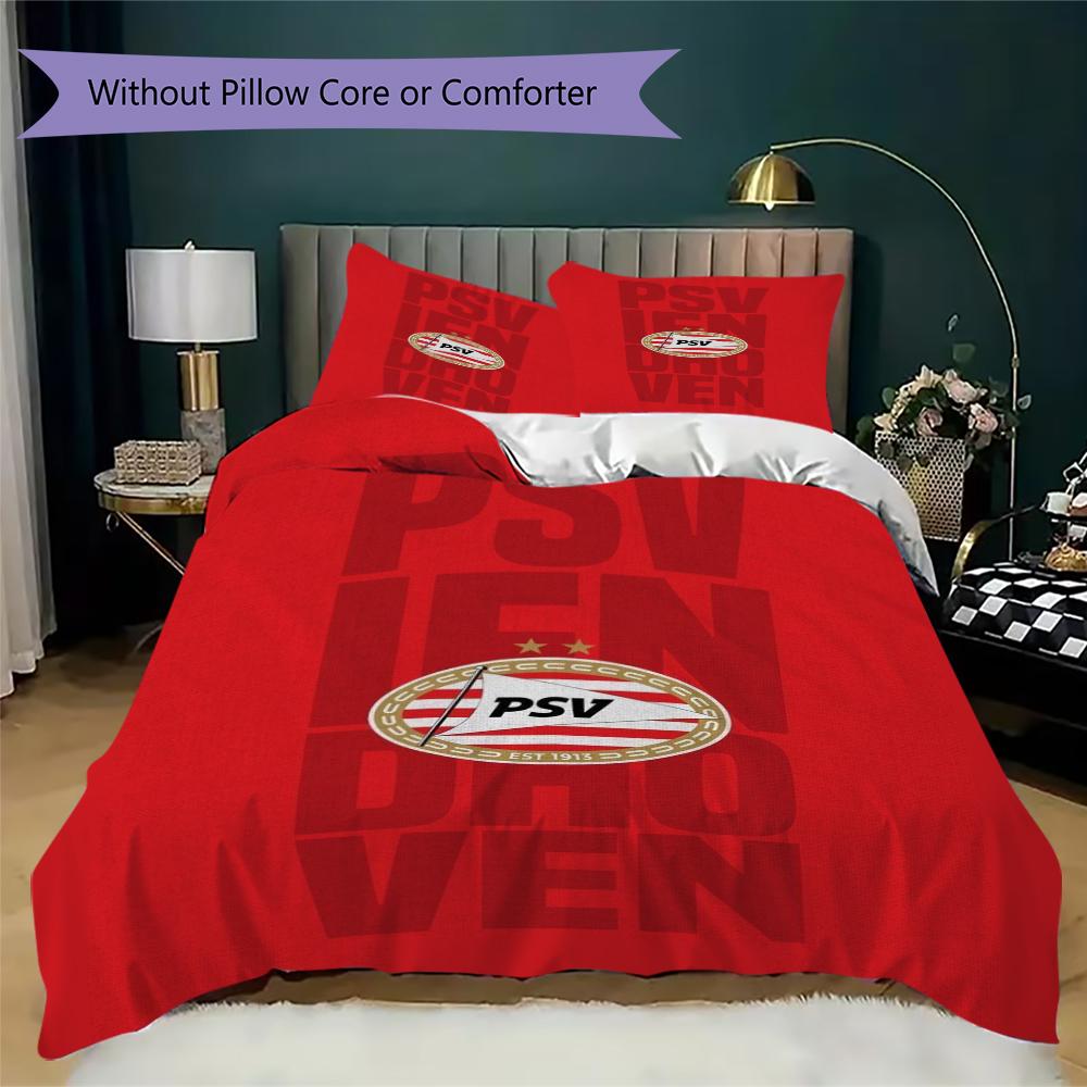 Juego de Funda Nórdica y Funda de Almohada con Estampado del PSV Eindhoven Decoración del Hogar Regalo de Cumpleaños (1 * funda de edredón + 2 * fundas de almohada sin relleno)122
