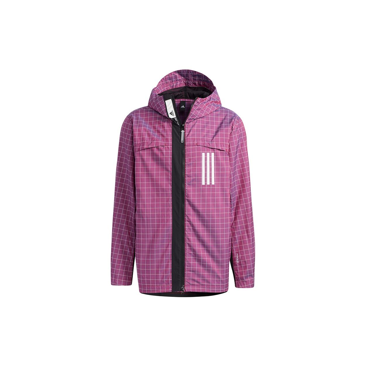 adidas WND Sports Plaid Windproof Hooded Jacket Purple Men s GH8162 XXL