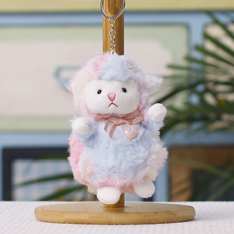 Cute Dyed Wool Sheep Plush Toy For Bags And Decoration