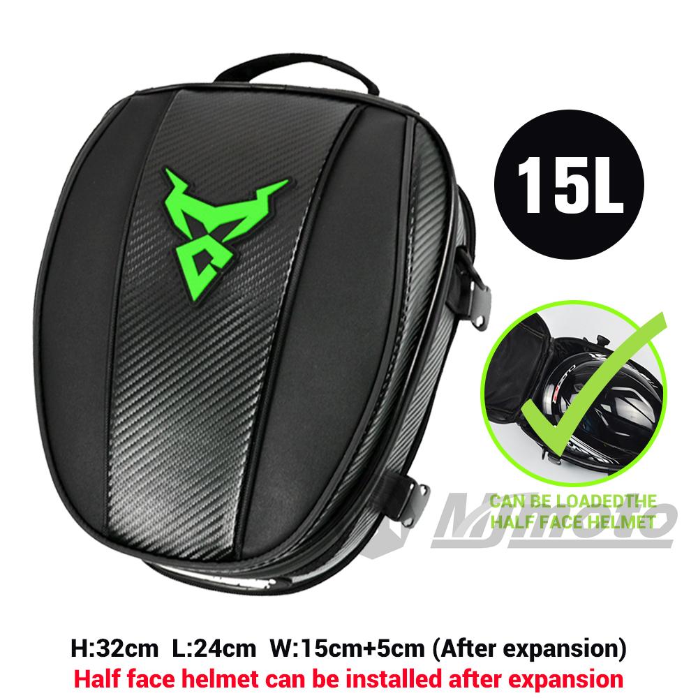 

Motocentric Waterproof Motorcycle Tail Bag Multifunction Motorcycle Rear Seat Bag High Capacity Motorcycle Bag Rider Backpack Small size Green-15L