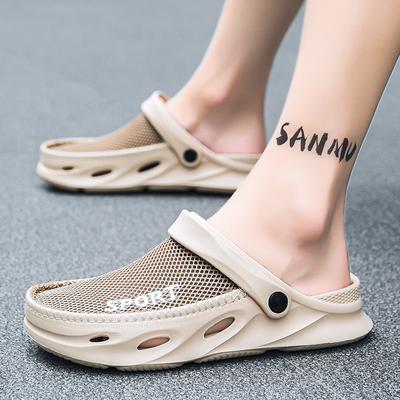 Summer Mesh Sandals Half Bag Casual Bird's Nest Hole Shoes Men Beach Lazy Half Slippers