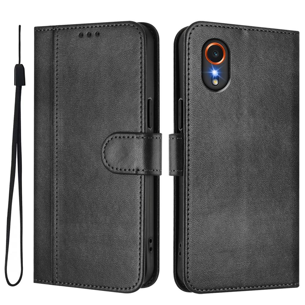 For Samsung Galaxy Xcover7 Cases Wallet Stand Retro Texture Leather Phone Cover with Lanyard