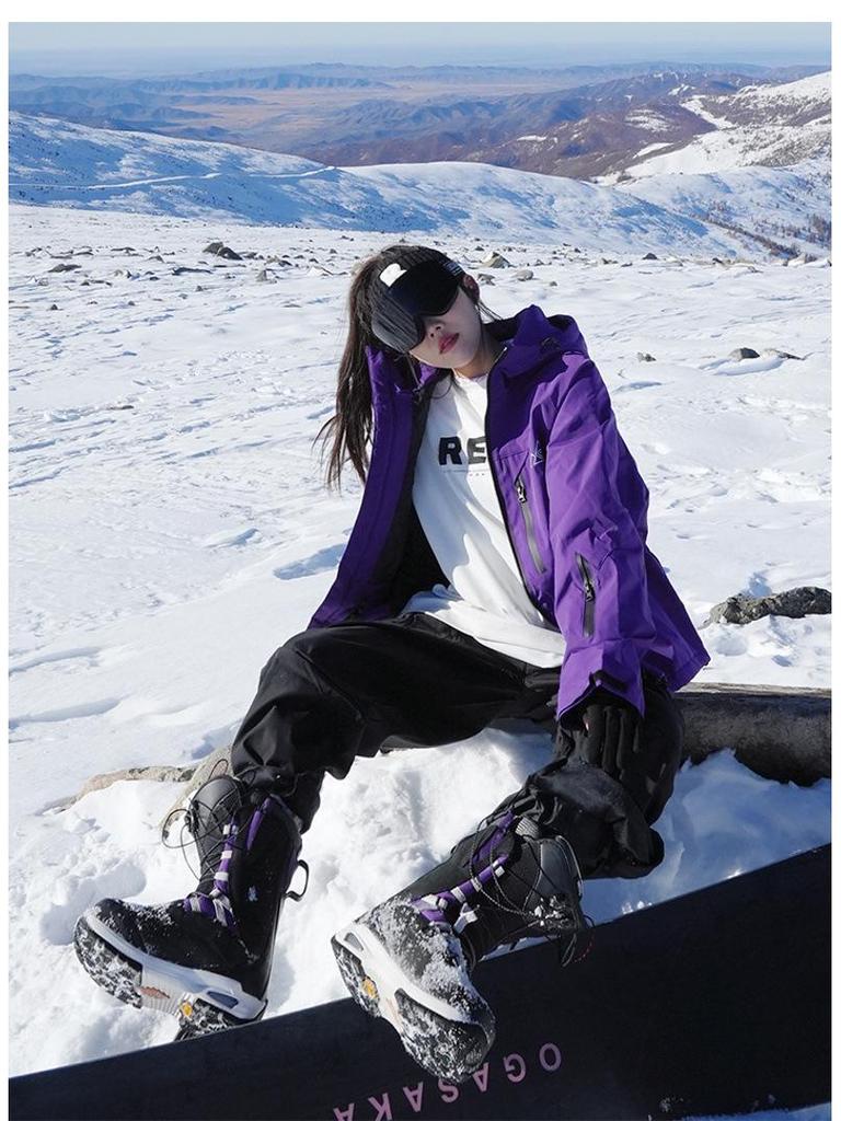 Unisex Purple Ski Suit Set -40℃ Cold Protection, Autumn/Winter Mountaineering Jacket