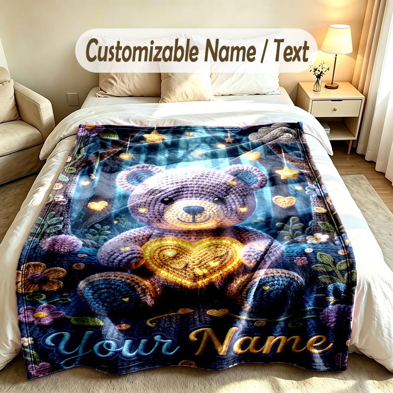 Fantasy Magic Theme Custom Blanket Personalized Name & Text Customized Soft Warm Throw Blanket Home Decor