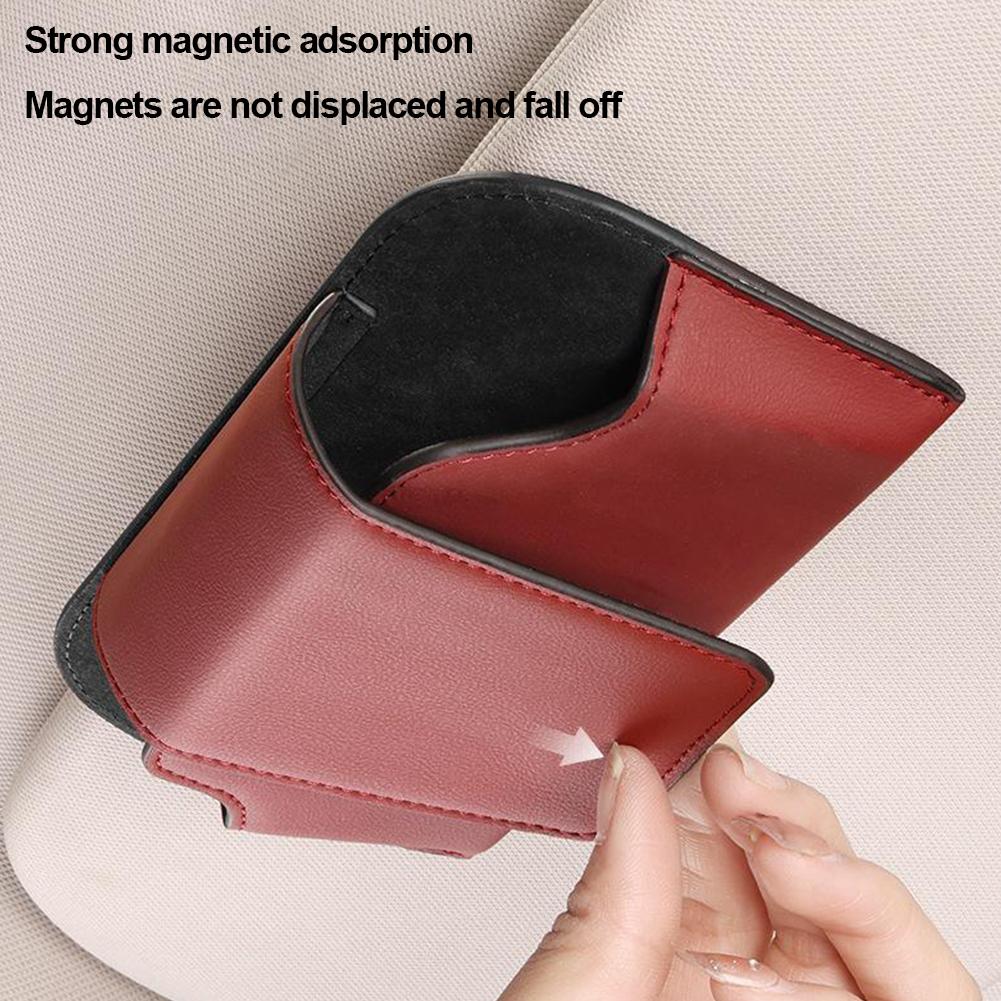 Car Sun Visor Glasses Holder Leather Sunglasses Case Clip Organizer Auto Eyeglasses Storage Box Garage Hand Tools