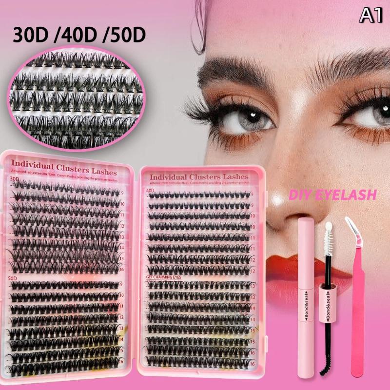 Natural Cluster Feather Lash Kit Segmented Eyelash Lash Glue Eyelash Grafting Kit Lash Extension Essential With Mix Effortless