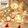Kulturelles Bastelset DIY Chinesische Antike Stil Laternen-Bausatz, Handgehalten mit LED-Lichterkette & Warmen Dekorationen Quaste, Hase