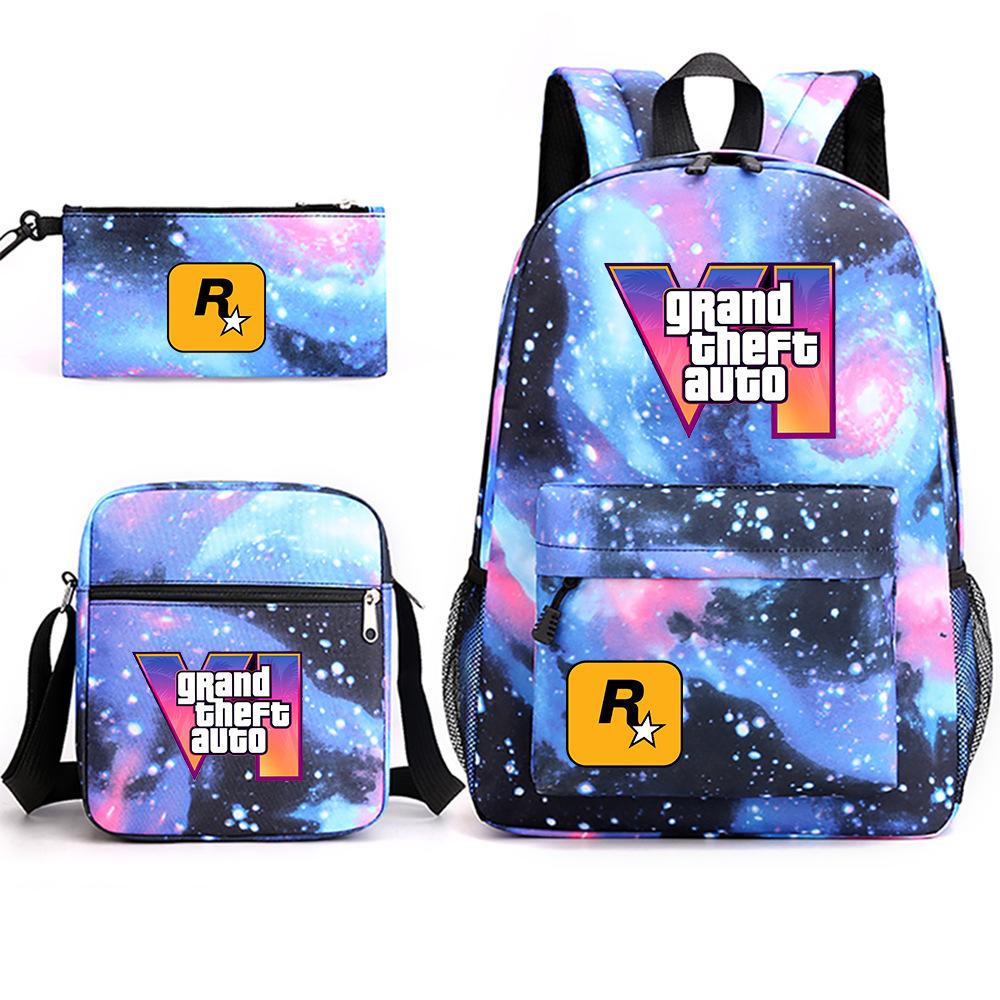 Grand Theft Auto Spel Merchandise Mode Student Schooltas Rugzak Schouder Etui 3-Delige Set