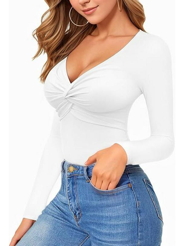 Body da Donna Scollo a V Profondo con Nodo Modellante Manica Lunga - Collezione Autunno/Inverno 2025