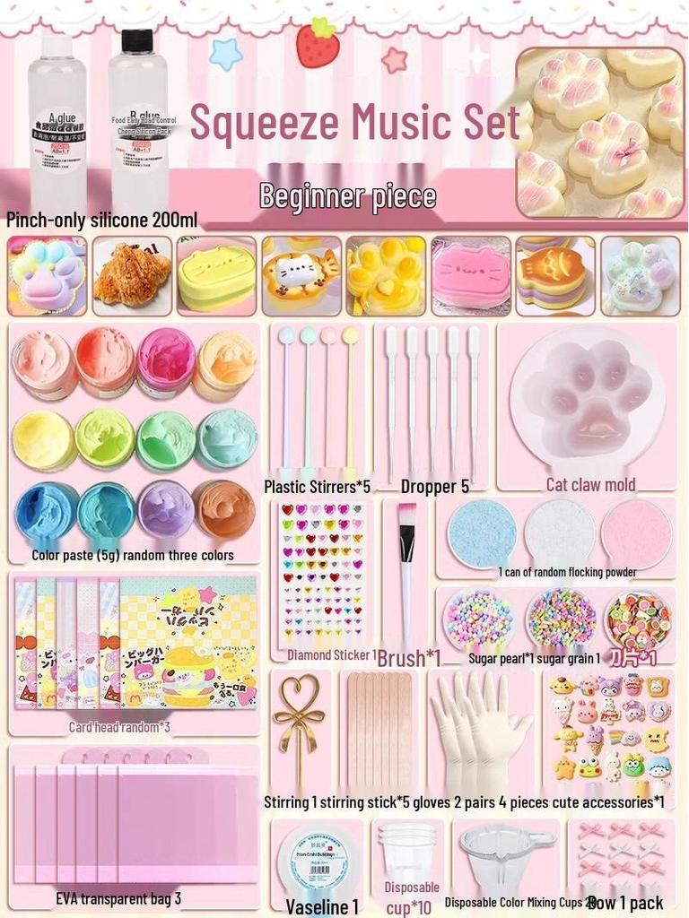 DIY Silicone Mold Stress Relief Toy Set: Music-Inspired Handmade Pinch Mud for Girls