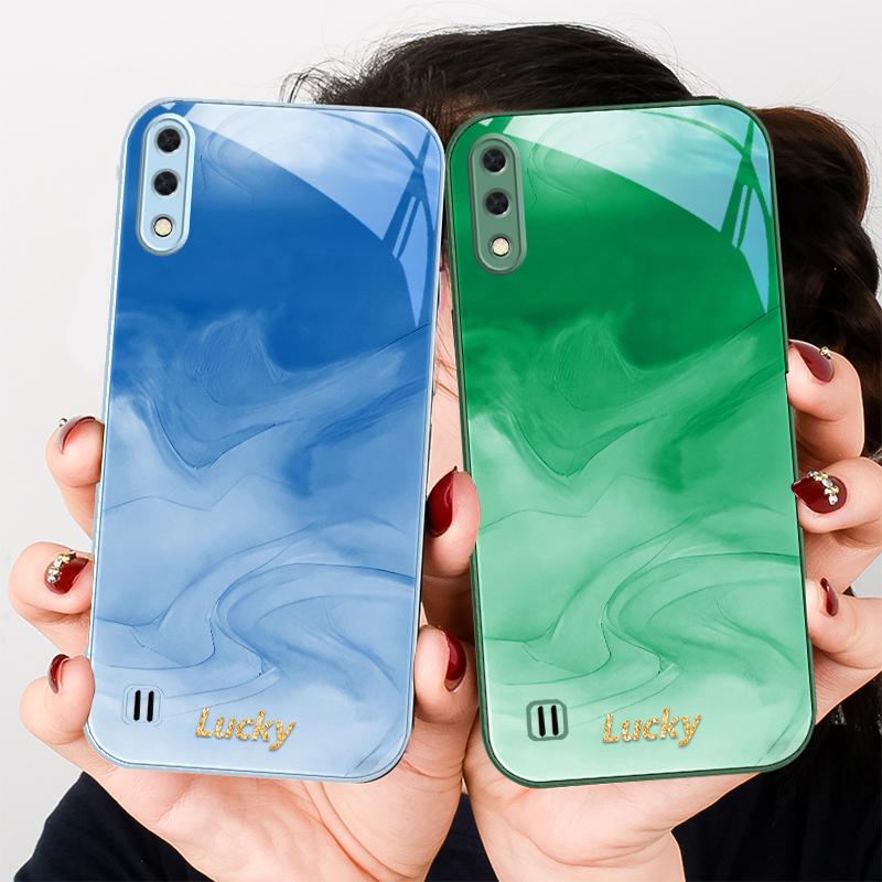 Ink wash connotation blue For Samsung A01 A02 03 Core 04 05 06 10 12 13 14 5G 15 16 M02 12 Note 8 9 10 20 glass Ultra phone case