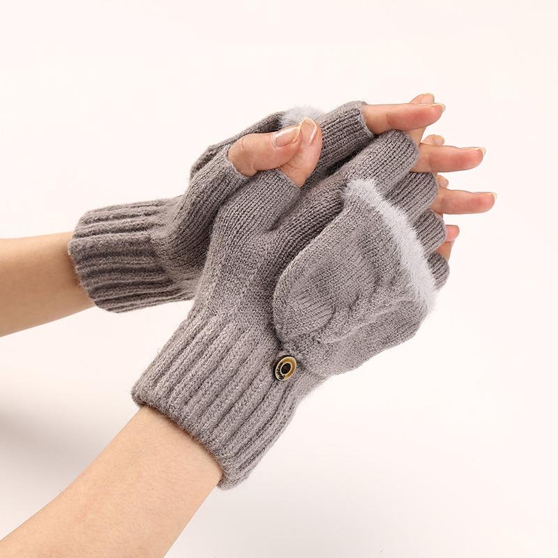 Knitted Fingerless Gloves Winter Thicken Warm Touch Screen Gloves for Men Women Gloves Warm Half Finger Student Gloves