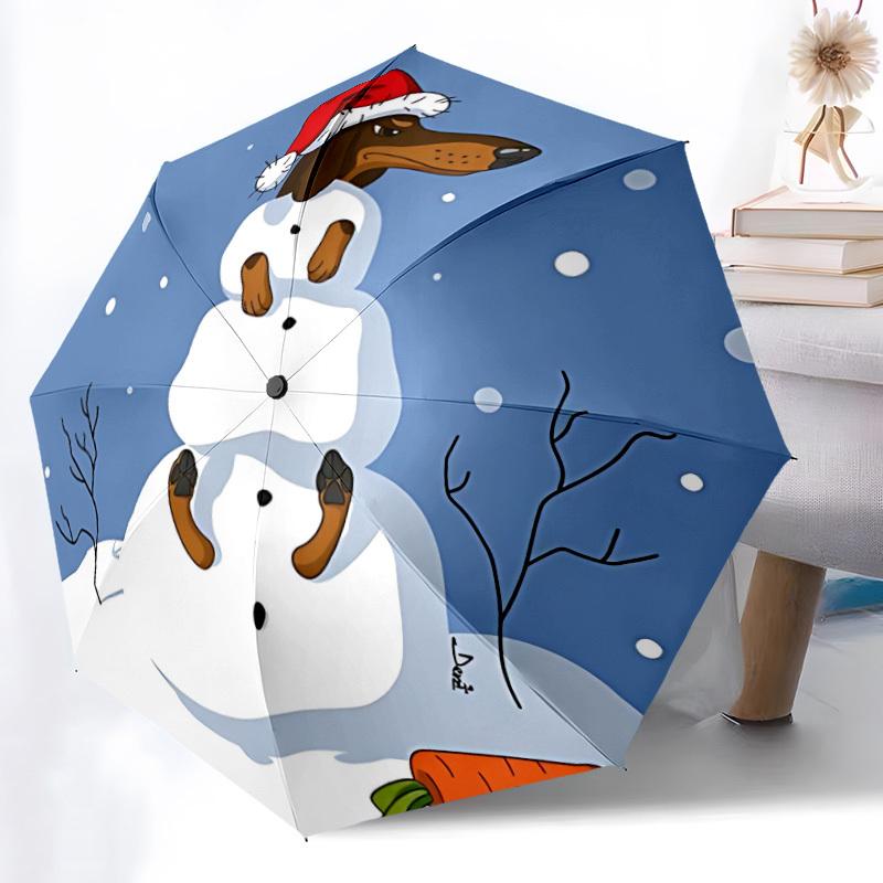1pc Snowman, DogAutomatic Open/close Folding Umbrella, Compact Portable Travel Umbrella, Perfect Birthday/Holiday, Cute Umbrella y026