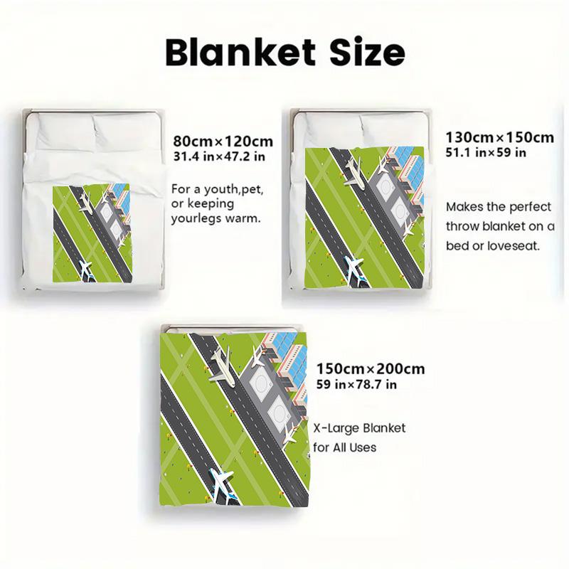 Airports and Airplanes 2D Flat Pattern Flannel Blanket High Quality All Seasons Warmth and Comfort Perfect for Christmas Gifts.MMT0918314