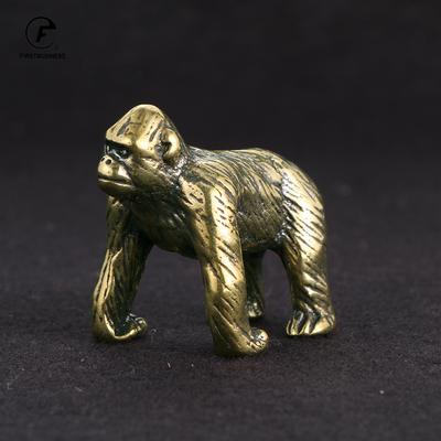 Laiton Massif Gorille Petite Statue Ornement de Bureau Décoration Collection Artisanat Animal Orang-outan Figurine Miniature Jouet Cadeaux