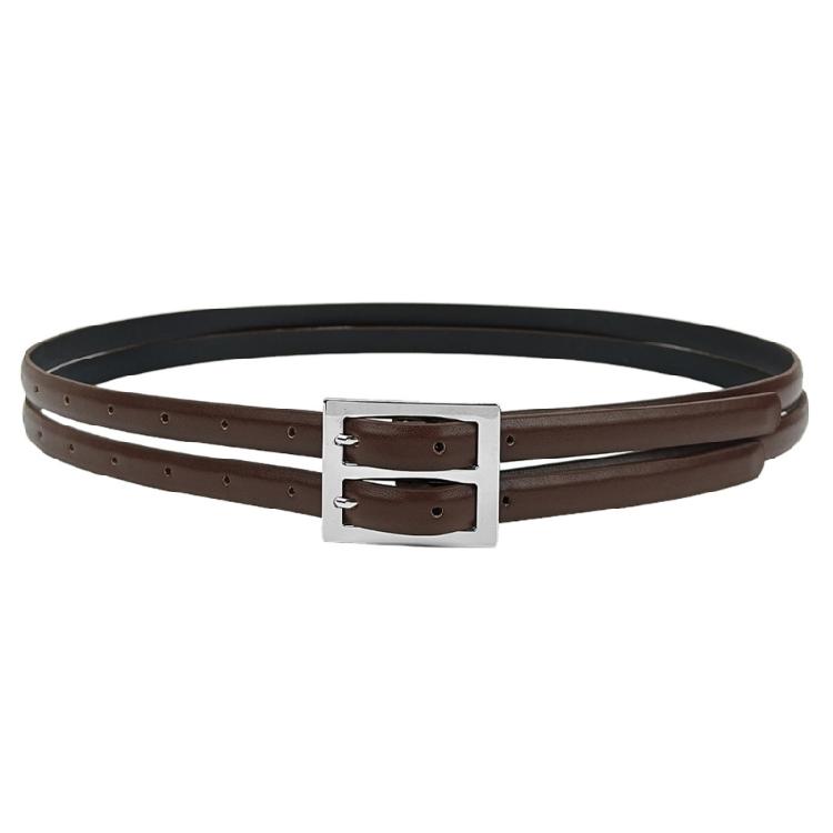 

Fashionable Lady Leather Belt Elegant Vintage Styles Waistbands Durability Belt for Casual Outfits кавовий