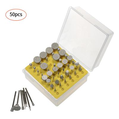 50pcs Diamond Grinding Heads 1/8-Inch Shank Diamond Coated Rotary Burrs Set Grinder Rotary Tool Set