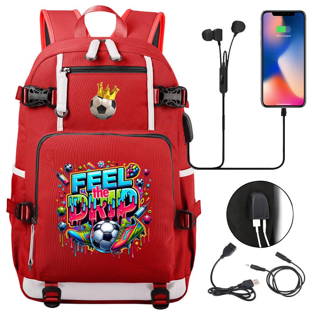 2026 Sports Soccer USB Large Capacity Backpack for Middle High School Students Travel Unisex