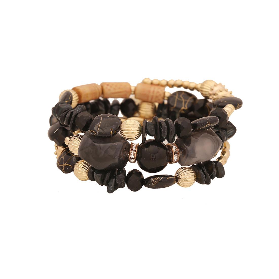 

Original Western design multi-color stone beaded bracelet, Bohemian hand jewelry, cross-border accessories чорний