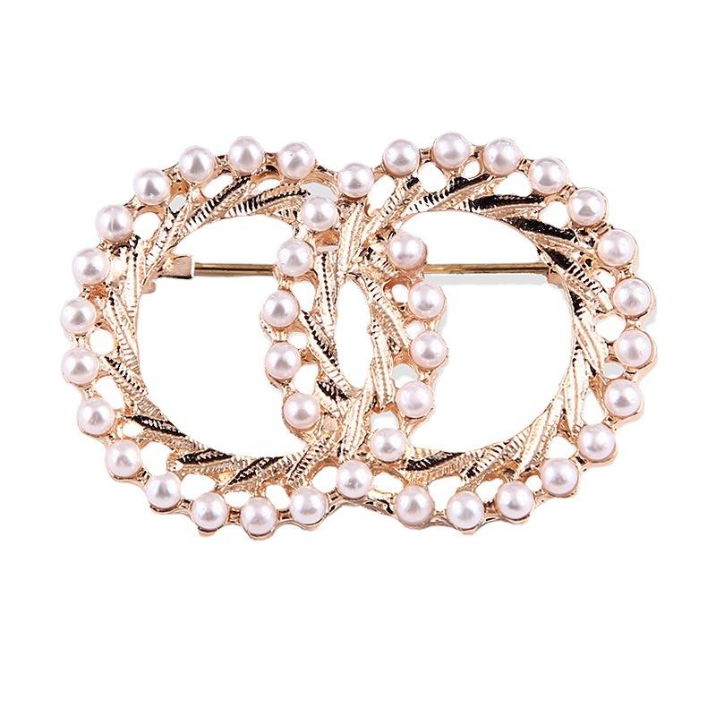Accessories Double Ring Clothing Accessories Pearl Female Models Anti-glare Silk Scarf Buckle Alloy Brooch Corsage Long-Lasting Color Exquisite Brooch
