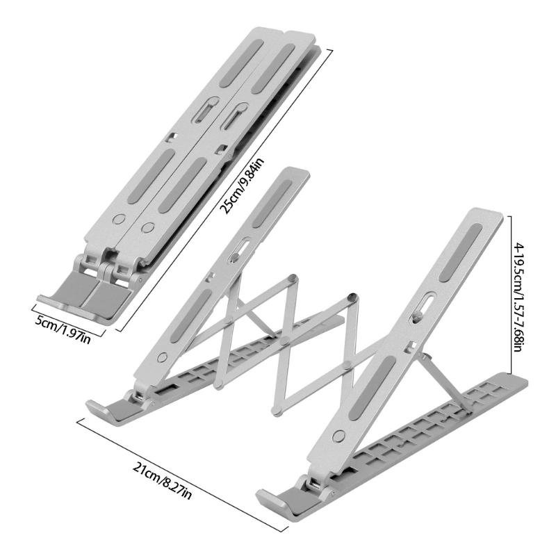 Collapsible Notebook Computer Stand Featuring 10 Height Setting And NonSlip Silicone Pad