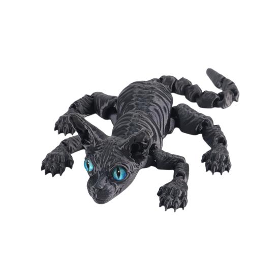 

3D-печатная фигурка лысой кошки с подвижными суставами, фигурка кошки-сфинкса, шарнирная модель животного, игрушка для домашнего офиса, книжной полки, украшения для рабочего стола, орнамент чёрный