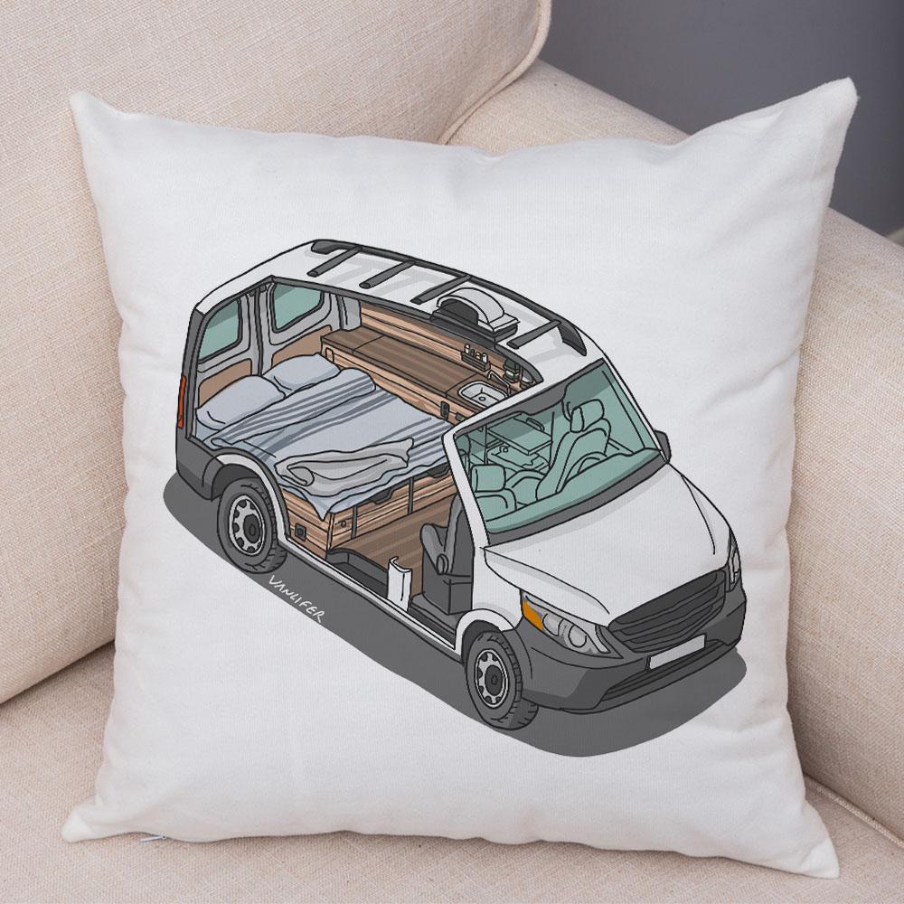 Față de pernă de camping cu desene animate Decorație de călătorie Husă de pernă pentru mașină Față de pernă potrivită pentru canapea acasă camera copiilor