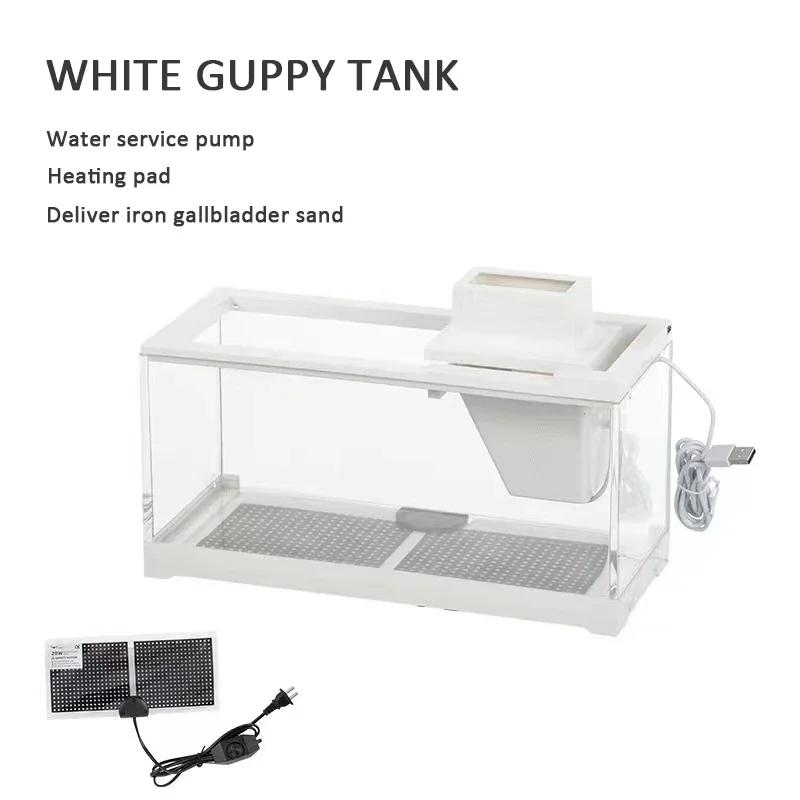Small Tropical Fish Tank Desktop Ecological Aquarium Filter Silent Heating Breeding Guppy Fish Tank Mini Aquarium for Home Use