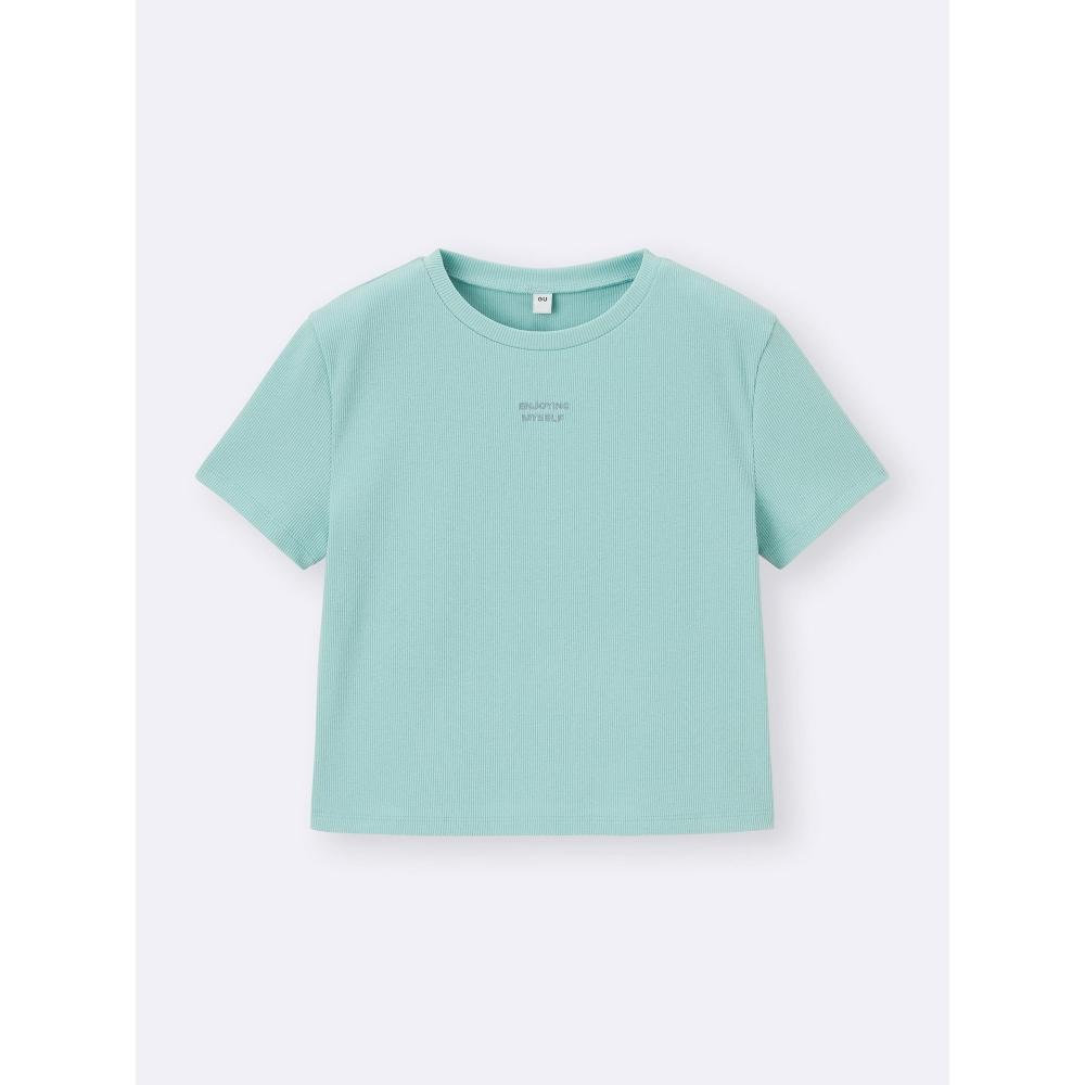 GU by Uniqlo Girls Rib Crop Logo T Jr