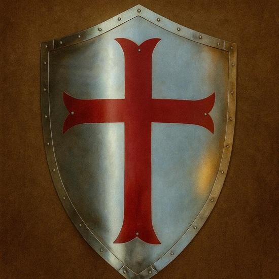 Templar Knight Shield Metal Crusader Armor Wall Hanging, LARP Prop