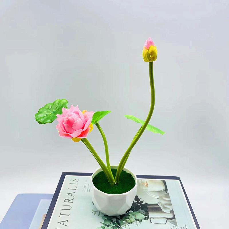 Nelumbo Sp Fake Potted Plant With Plastic Pot For Home Decor And Display Office