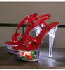 Sexy Nova Moda Boate Carro Plataforma Impermeável Luminosa Modelo Saltar Alavanca Sandálias LFD