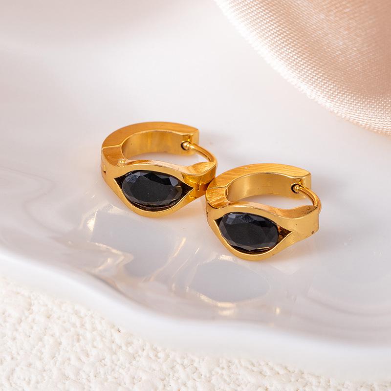 Elegante Wassertropfen Lila Zirkon Rhombus Titanstahl Ohrringe - Damen Hochwertige Nicht-verblassende Herzstecker