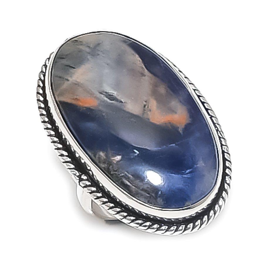 

Natural Sodalite Gemstone Handmade 925 Sterling Silver Jewelry Ring Size 7 ETC-13469
