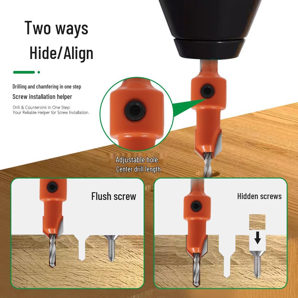 Orange Hexagonal Shank Woodworking Countersink Drill Bit for Hidden Screw Hole Making