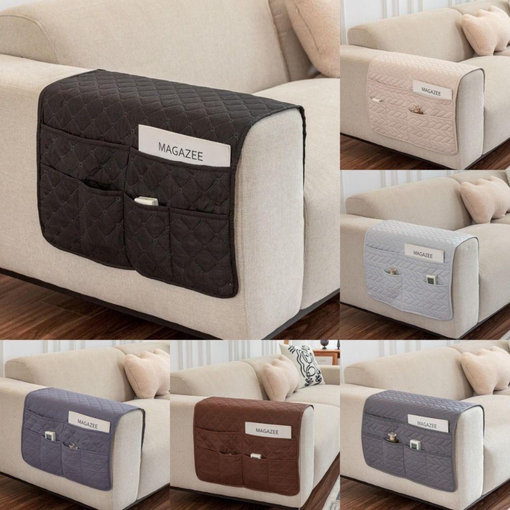 New Anti-dirty Sofa Armrest Covers with Storage Bag Washable Armrest Protector Waterproof Chair Arm Cover for Living Room