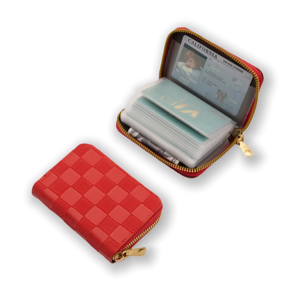 Ретро-кошелек-гармошка: Универсальный держатель для карт и бизнес-органайзер большой емкости красный